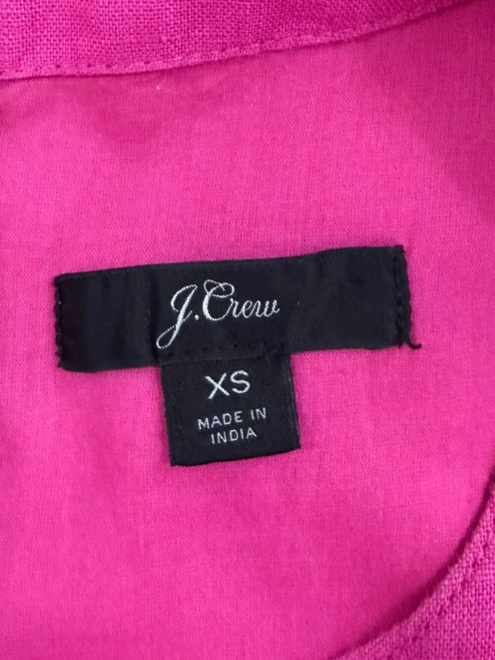 J.Crew 100% Linen Button-Back Shift Dress Fuchsia Pink Pockets Size XS